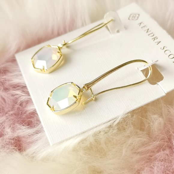 Kendra Scott Gold Davis Iridescent Opalite Drop Earrings - Picture 2 of 3